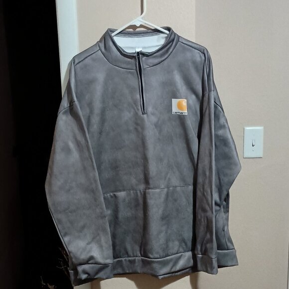 Carhartt Mens 1/4 Zip Long Sleeve Pullover Size 3XL Metallic Silver Gray - Picture 1 of 13